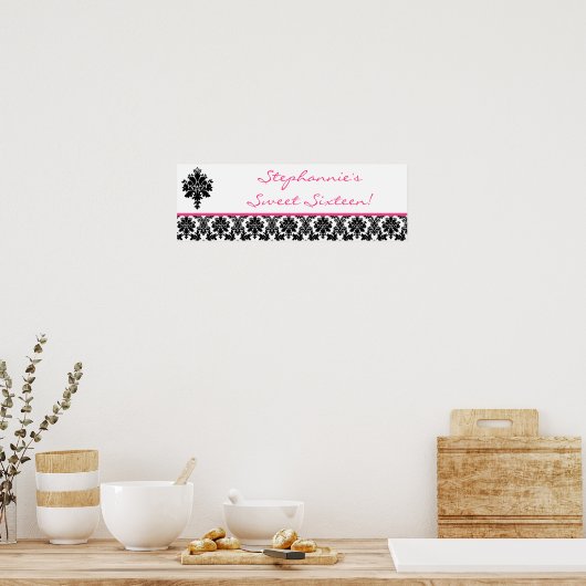 22,5-inch x7.5-inch aanpasbare banner hot-roze Dam Poster (Keuken)