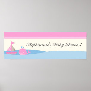 22,5 inch x7,5 inch gepersonaliseerde banner roze  poster