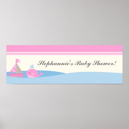 22,5 inch x7,5 inch gepersonaliseerde banner roze  poster (Voorkant)