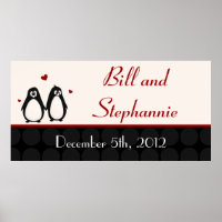 22,5-inch x7.5-inch persoonlijke banner pinguïn Lo