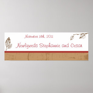 22,5 "x7,5" gepersonaliseerde banner bruine blader poster