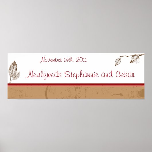 22,5 "x7,5" gepersonaliseerde banner bruine blader poster (Voorkant)