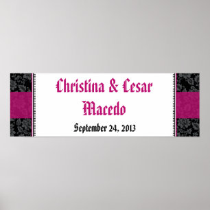 22,5 "x7,5" gepersonaliseerde banner zwart bloemen poster