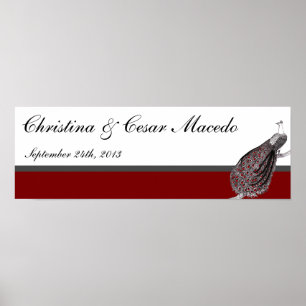 22,5 "x7,5" gepersonaliseerde pauw rood zwart wit poster