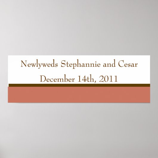 22,5 "x7,5" gepersonaliseerde roze/bruine metselaa poster (Voorkant)