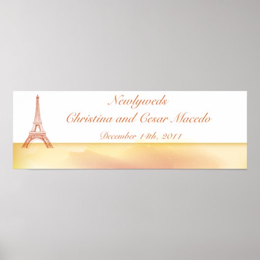 22,5 "x 7,5" gepersonaliseerde banner Paris Peach Poster (Voorkant)