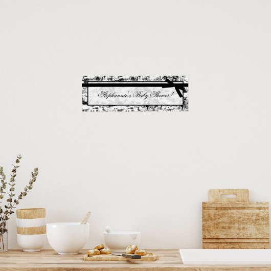 22,5 x 7,5-inch gepersonaliseerd Banner Black Whit Poster (Keuken)