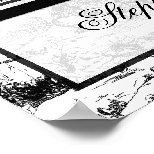 22,5 x 7,5-inch gepersonaliseerd Banner Black Whit Poster (Hoek)