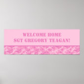 22,5 x 7,5-inch gepersonaliseerde banner roze ACU Poster (Voorkant)