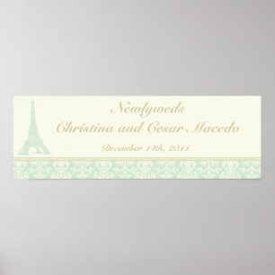 22,5 x 7,5-inch persoonlijke banner Damask Paris Poster