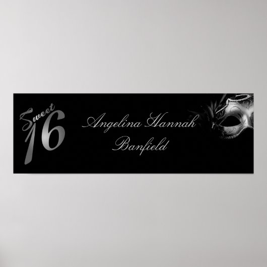 22,5 x 7,5-inch persoonlijke banner - zoete 16 zil poster (Voorkant)