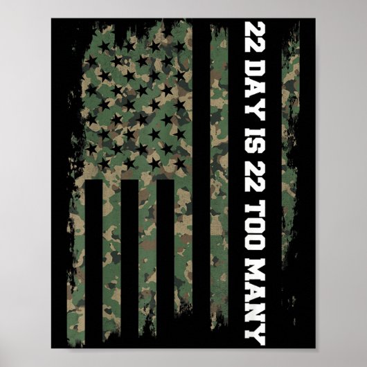 22 A Day Veteran Lives Army Suicide Awareness  Poster (Voorkant)