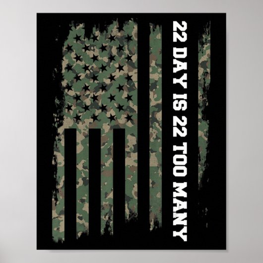 22 A Day Veteran Lives Matter Army Suicide Awarene Poster (Voorkant)