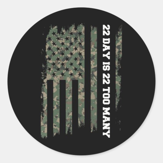 22 A Day Veteran Lives Matter Army Suicide Awarene Ronde Sticker (Voorkant)