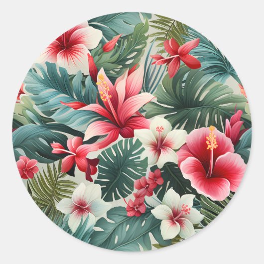 #22 Bloemen patroon Ronde Sticker (Voorkant)