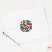 #22 Bloemen patroon Ronde Sticker (Envelop)
