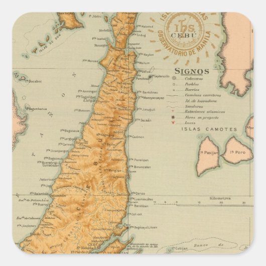 22 Cebu Vierkante Sticker (Voorkant)