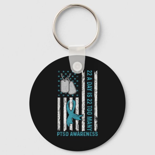 22 Een dag is 22 te veel PTSS-bewustzijnsveteraan Sleutelhanger (Voorkant)