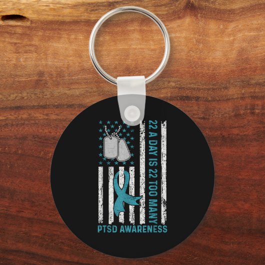 22 Een dag is 22 te veel PTSS-bewustzijnsveteraan Sleutelhanger (Voorkant)