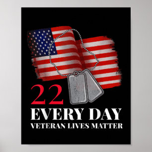 22 Elke dag Veteraan Leeft Veteraan Zelfmoord Awar Poster