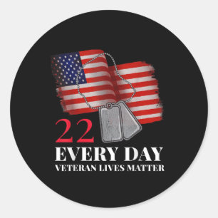 22 Elke dag Veteraan Leeft Veteraan Zelfmoord Awar Ronde Sticker