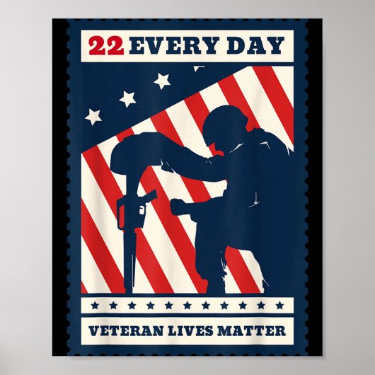 22 Every Day Veteran Lives Veteran Suicide Awarene Poster (Voorkant)