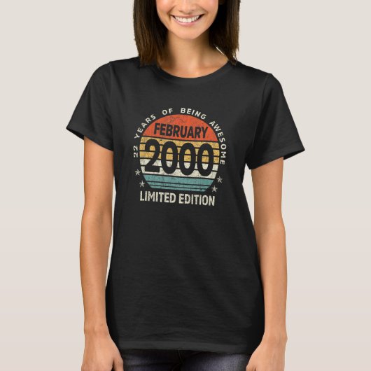 22 februari 2000 22 jaar oud t-shirt (Voorkant)