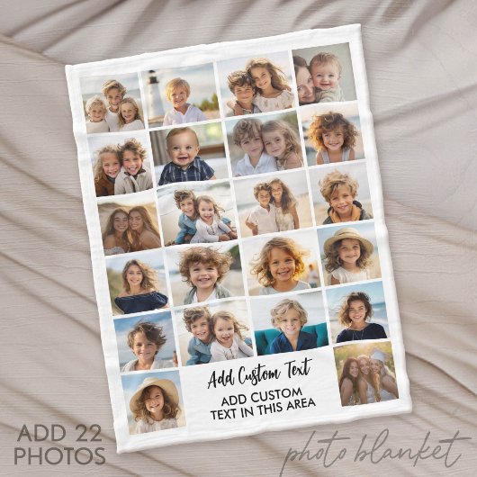 22 Foto Collage - Wit met tekst Fleece Deken