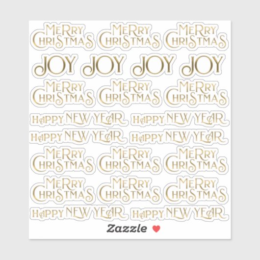 22 Gold Happy Nieuwjaar met prettige feestdagen en Sticker (Vel)