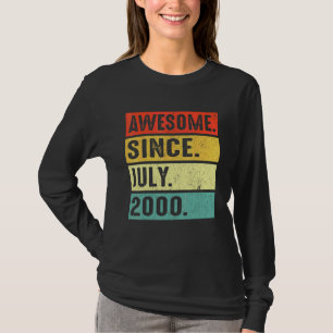 22 jaar Geweldige sinds juli 2000 22e verjaardag T-shirt