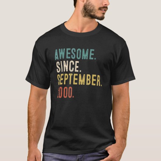 22 jaar oud cadeau Geweldige sinds september 2000 T-shirt (Voorkant)