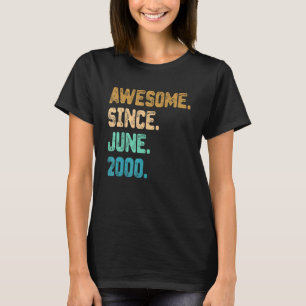 22 jaar oud Geweldige sinds juni 2000 22e verjaard T-shirt
