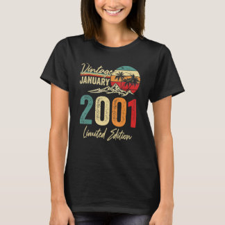 22 jaar oude Vintage januari 2001 22e verjaardag T-shirt