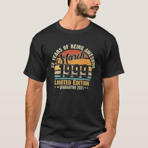 22 jaar oude Vintage maart 1999 22e verjaardag T-shirt