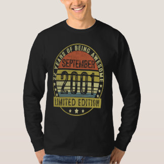 22 jaar Oude Vintage september 2001 22e verjaardag T-shirt