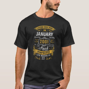 22 januari Legends Geboren in 2001 22 jaar T-shirt
