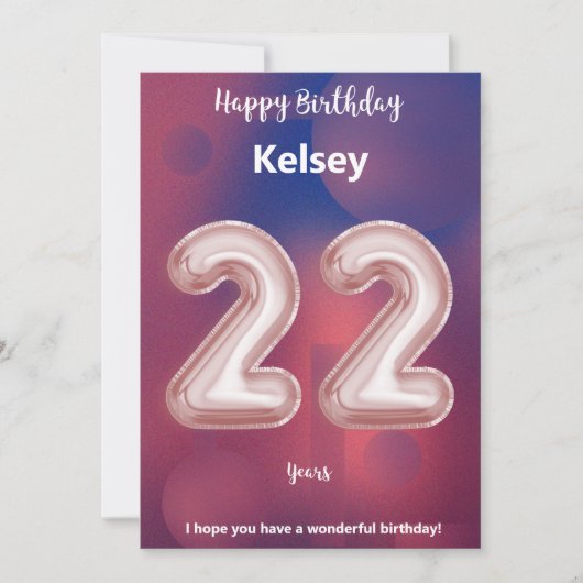 22-jarige Happy Birthday-kaart (Voorkant)