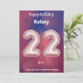 22-jarige Happy Birthday-kaart (Staand voorkant)