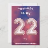 22-jarige Happy Birthday-kaart (Achterkant)