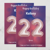 22-jarige Happy Birthday-kaart (Voorkant / Achterkant)