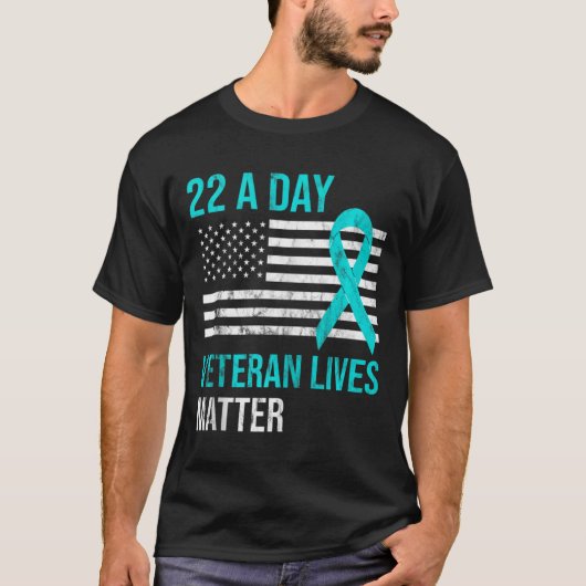 22 Militaire zelfmoord Veteraan PTSS Awareness lee T-shirt (Voorkant)