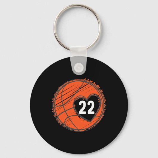 #22 Nummer 22 - Basketbal Graphic Gezegde Ball Bba Sleutelhanger (Voorkant)