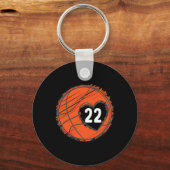 #22 Nummer 22 - Basketbal Graphic Gezegde Ball Bba Sleutelhanger (Voorkant)