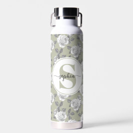 22 oz.Roos Tuin Monogram Salie Groene Waterfles