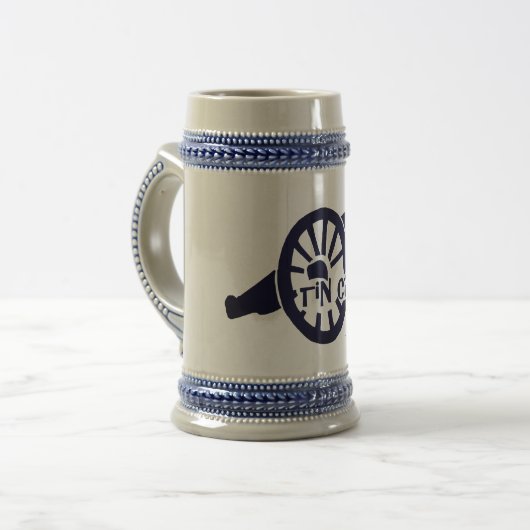22 oz Tin Cannon Beer Stein Bierpul (Voorkant links)