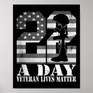 22 Per Dag Veteraan Leeft Amerikaanse Vlag Militai Poster