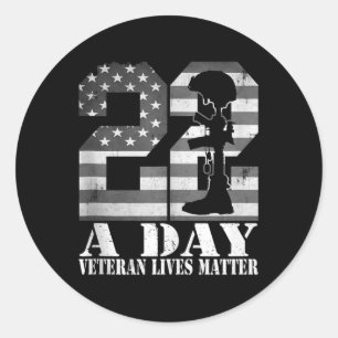 22 Per Dag Veteraan Leeft Amerikaanse Vlag Militai Ronde Sticker