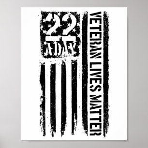 22 Per Dag Veteraan Leeft Veteraan Zelfmoordbewust Poster