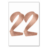 22 Tabel Aantal White Metallic roze Rose Gold Kaart (Voorkant)