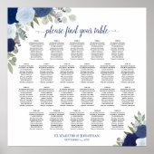 22 Tabel Blauwe Boho Floral Wedding Seating Chart Poster (Voorkant)